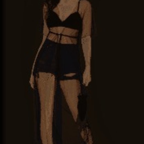 Tie Waist Sheer Mesh Kimono - Picture 5 of 5